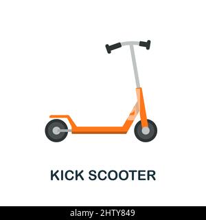 Symbol „Roller abstoßen“. Farbiger Elementschild aus der Sammlung öffentlicher Verkehrsmittel. Flat Kick Scooter Icon-Zeichen für Web-Design, Infografiken und mehr. Stock Vektor
