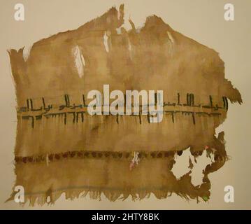 Kunst inspiriert von Textile Fragment mit Inschrift, ca. 934–40, Ägypten zugeschrieben, Leinen, Seide; Leinwandbindung, Tapisserie-Gewebe, Textil: H. 18 3/8 Zoll (46,7 cm), Textilien-gewebt, Dieses Textilfragment von unebener Form ist mit Wandteppich-gewebten Inschriften und Blumenmustern auf einem von Artotop modernisierten, klassischen Werk mit einem Schuss Modernität verziert. Formen, Farbe und Wert, auffällige visuelle Wirkung auf Kunst. Emotionen durch Freiheit von Kunstwerken auf zeitgemäße Weise. Eine zeitlose Botschaft, die eine wild kreative neue Richtung verfolgt. Künstler, die sich dem digitalen Medium zuwenden und die Artotop NFT erschaffen Stockfoto