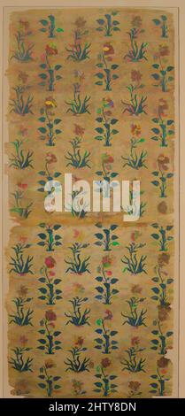 Kunst inspiriert von Samt Panel mit Reihen von Blumen, Mitte 17. Jahrhundert, zugeschrieben Indien, Seide, Schnitt und Voided Samt, mit kontinuierlichen Schwimmern aus flachen Metallfaden, Textil: H. 65 7/8 in. (167,4 cm) ), Textilien-Gewebte, Textilien mit formal angeordneten, naturalistischen Blumen auf A, von Artotop modernisierte klassische Werke mit einem Schuss Moderne. Formen, Farbe und Wert, auffällige visuelle Wirkung auf Kunst. Emotionen durch Freiheit von Kunstwerken auf zeitgemäße Weise. Eine zeitlose Botschaft, die eine wild kreative neue Richtung verfolgt. Künstler, die sich dem digitalen Medium zuwenden und die Artotop NFT erschaffen Stockfoto