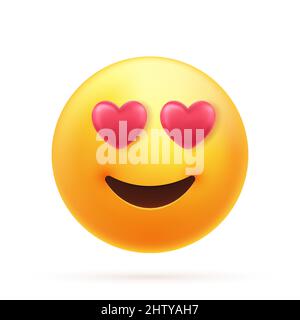 Emoticon verliebt in rotes Herz Stock Vektor