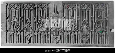 Kunst inspiriert von Chest Front, 15. Century, Französisch, Eiche, Eisenschloss, Insgesamt: 24 1/8 x 60 3/8 x 1 1/2 Zoll (61,3 x 153,4 x 3,8 cm), Holzmöbel, von Artotop modernisierte Classic Works mit einem Schuss Modernität. Formen, Farbe und Wert, auffällige visuelle Wirkung auf Kunst. Emotionen durch Freiheit von Kunstwerken auf zeitgemäße Weise. Eine zeitlose Botschaft, die eine wild kreative neue Richtung verfolgt. Künstler, die sich dem digitalen Medium zuwenden und die Artotop NFT erschaffen Stockfoto