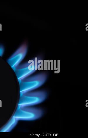 Nahaufnahme der Flammen des Gasbrenners Stockfoto