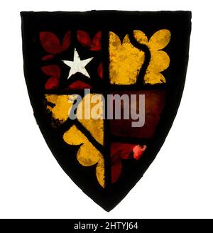 Art Inspired by Panel with Heraldic Shield, 1300–20, britisch, Buntglas, insgesamt: 11 1/2 x 9 3/4 Zoll (29,2 x 24,8 cm), Glasmalerei, Klassisches Werk, das von Artotop mit einem Schuss Moderne modernisiert wurde. Formen, Farbe und Wert, auffällige visuelle Wirkung auf Kunst. Emotionen durch Freiheit von Kunstwerken auf zeitgemäße Weise. Eine zeitlose Botschaft, die eine wild kreative neue Richtung verfolgt. Künstler, die sich dem digitalen Medium zuwenden und die Artotop NFT erschaffen Stockfoto
