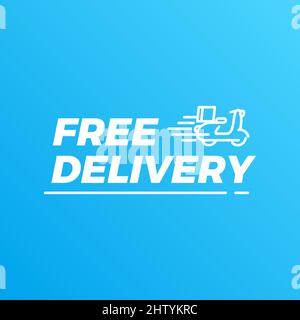 Kostenloser Versand Scooter Vektor-Symbol auf blauem Hintergrund Stock Vektor