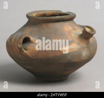 Art inspired by Jug, 15.–16. century, French, Steingut mit Slip-Dekoration, Overall: 5 3/16 x 8 1/4 x 7 3/8 in. (13,2 x 21 x 18,8 cm), Keramik, Klassisches von Artotop modernisiertes Werk mit einem Schuss Modernität. Formen, Farbe und Wert, auffällige visuelle Wirkung auf Kunst. Emotionen durch Freiheit von Kunstwerken auf zeitgemäße Weise. Eine zeitlose Botschaft, die eine wild kreative neue Richtung verfolgt. Künstler, die sich dem digitalen Medium zuwenden und die Artotop NFT erschaffen Stockfoto