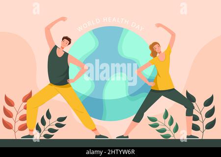 Flache Welt Gesundheit Tag Illustration Vektor Illustration. Stock Vektor