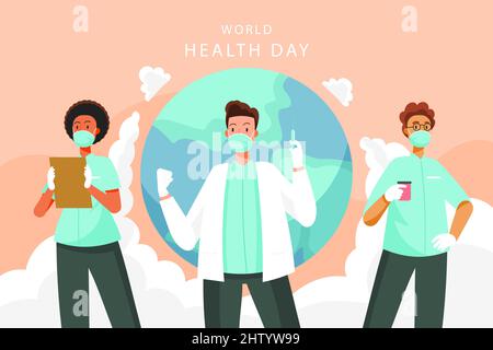 Flache Welt Gesundheit Tag Illustration Vektor Illustration. Stock Vektor