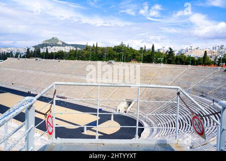 Panathenaic-Stadion in Athen, Griechenland (Gastgeber der ersten modernen Olympischen Spiele im Jahr 1896), Kalimarmaro Stockfoto
