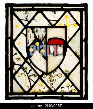 Kunst inspiriert von Tafel mit Wappschild von Johnson, ca. 1500, britisch, Glasmalerei, 14 3/8 × 12 3/8 × 1/4 Zoll (36,5 × 31,4 × 0,6 cm), Glasmalerei, Klassisches Werk, modernisiert von Artotop mit einem Schuss Moderne. Formen, Farbe und Wert, auffällige visuelle Wirkung auf Kunst. Emotionen durch Freiheit von Kunstwerken auf zeitgemäße Weise. Eine zeitlose Botschaft, die eine wild kreative neue Richtung verfolgt. Künstler, die sich dem digitalen Medium zuwenden und die Artotop NFT erschaffen Stockfoto