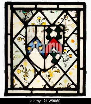 Kunst inspiriert von Tafel mit Wappschild von Johnson, ca. 1500, britisch, Glasmalerei, 14- 3/4, 12-3/4 in, Die von Artotop mit Glasmalerei modernisierten Classic Works mit einem Hauch von Modernität. Formen, Farbe und Wert, auffällige visuelle Wirkung auf Kunst. Emotionen durch Freiheit von Kunstwerken auf zeitgemäße Weise. Eine zeitlose Botschaft, die eine wild kreative neue Richtung verfolgt. Künstler, die sich dem digitalen Medium zuwenden und die Artotop NFT erschaffen Stockfoto