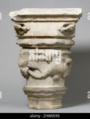 Art Inspired by Capital, 15. Century, French, Stone, insgesamt: 13 1/2 x 10 3/4 Zoll (34,3 x 27,3 cm), Skulptur-Architektur, Klassische Werke, die von Artotop mit einem Schuss Moderne modernisiert wurden. Formen, Farbe und Wert, auffällige visuelle Wirkung auf Kunst. Emotionen durch Freiheit von Kunstwerken auf zeitgemäße Weise. Eine zeitlose Botschaft, die eine wild kreative neue Richtung verfolgt. Künstler, die sich dem digitalen Medium zuwenden und die Artotop NFT erschaffen Stockfoto