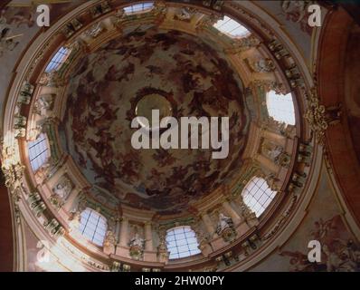 INTERIEUR - CUPULA BARROCA DE LA IGLESIA CONSTRUIDA ENTRE 1704 Y 1756 - IGLESIA CATOLICA. Autor: DIENTZENHOFER KILIAN. ORT: IGLESIA DE SAN NICOLAS-BARRIO PEQUE. PRAG. TSCHECHISCHE REPUBLIK. Stockfoto