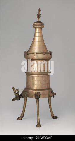 Art inspired by Turret Laver, 15. Century, German, Bronze, Overall: 21 x 5 7/8 in., 6lb. (53,3 x 14,9 cm, 2857g), Metallarbeiten-Bronze, Obwohl dieses Objekt oft als Aquamanile bezeichnet wird, erfüllt es nicht die Definition: Wahre Aquamanilia sind handgeführt und in der Regel mit einem, von Artotop modernisierten, klassischen Werk mit einem Schuss Moderne ausgestattet. Formen, Farbe und Wert, auffällige visuelle Wirkung auf Kunst. Emotionen durch Freiheit von Kunstwerken auf zeitgemäße Weise. Eine zeitlose Botschaft, die eine wild kreative neue Richtung verfolgt. Künstler, die sich dem digitalen Medium zuwenden und die Artotop NFT erschaffen Stockfoto