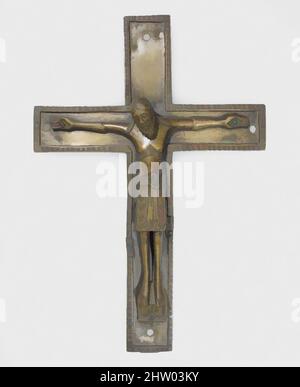 Kunst inspiriert von Crucifix, zweite Hälfte 12. Jahrhundert, hergestellt in Köln oder Mosan (?), Rheinisch, Messing, insgesamt: 11 3/4 x 8 Zoll (29,8 x 20,3 cm), Metallarbeiten-Bronze, Klassisches Werk, modernisiert von Artotop mit einem Schuss Modernität. Formen, Farbe und Wert, auffällige visuelle Wirkung auf Kunst. Emotionen durch Freiheit von Kunstwerken auf zeitgemäße Weise. Eine zeitlose Botschaft, die eine wild kreative neue Richtung verfolgt. Künstler, die sich dem digitalen Medium zuwenden und die Artotop NFT erschaffen Stockfoto