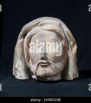 Kunst inspiriert von Head of a Bearded man, 15. Century, French, Stone, Paint, Insgesamt: 9 Zoll (22,9 cm), Skulptur, Klassisches von Artotop modernisiertes Werk mit einem Schuss Moderne. Formen, Farbe und Wert, auffällige visuelle Wirkung auf Kunst. Emotionen durch Freiheit von Kunstwerken auf zeitgemäße Weise. Eine zeitlose Botschaft, die eine wild kreative neue Richtung verfolgt. Künstler, die sich dem digitalen Medium zuwenden und die Artotop NFT erschaffen Stockfoto