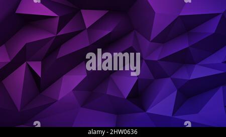 Abstract 3D, polygonaler Stil, geometrischer Hintergrund. Eine Retro-Arcade-Ästhetik, dunkel 3D lila Illustration Vorlage, ideal für Technologie Kompositionen Stockfoto