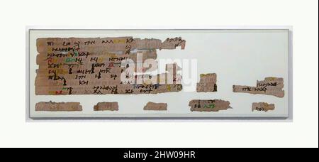 Kunst inspiriert von Papyri Fragments of a Letter, 580–640, hergestellt in byzantinischem Ägypten, koptisch, Papyrus und Tusche, gerahmt: 4 9/16 x 13 3/4 Zoll (11,6 x 34,9 cm), Papyrus, Classic Works modernisiert von Artotop mit einem Schuss Moderne. Formen, Farbe und Wert, auffällige visuelle Wirkung auf Kunst. Emotionen durch Freiheit von Kunstwerken auf zeitgemäße Weise. Eine zeitlose Botschaft, die eine wild kreative neue Richtung verfolgt. Künstler, die sich dem digitalen Medium zuwenden und die Artotop NFT erschaffen Stockfoto