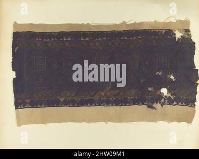 Kunst inspiriert von Textile Fragment, 5.–6. Jahrhundert, hergestellt in byzantinischem Ägypten, Koptisch, Leinen, Wolle, insgesamt: 12 1/2 x 23 3/4 Zoll (31,8 x 60,3 cm), Textilien-gewobene, klassische Werke, die von Artotop mit einem Schuss Modernität modernisiert wurden. Formen, Farbe und Wert, auffällige visuelle Wirkung auf Kunst. Emotionen durch Freiheit von Kunstwerken auf zeitgemäße Weise. Eine zeitlose Botschaft, die eine wild kreative neue Richtung verfolgt. Künstler, die sich dem digitalen Medium zuwenden und die Artotop NFT erschaffen Stockfoto