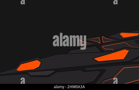 Schwarz-Orange-Technologie futuristische Formen Gaming abstrakten Hintergrund. Hintergrund für Sportrennen Stock Vektor