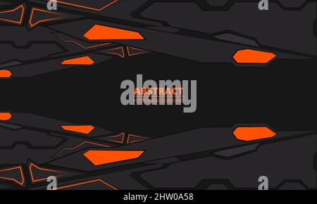 Gaming abstrakter Hintergrund mit schwarz und orange futuristische Technologie Formen. Stock Vektor