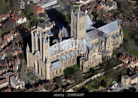 Luftaufnahme der Lincoln Cathedral, Lincolnshire Stockfoto