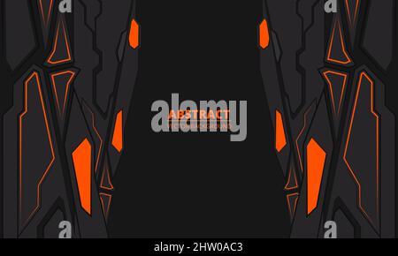 Technologie schwarz und orange futuristischen Gaming abstrakten Hintergrund. Flacher Techno-Hintergrund Stock Vektor