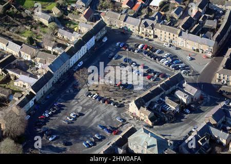 Luftaufnahme des Stadtzentrums von Masham, North Yorkshire Stockfoto