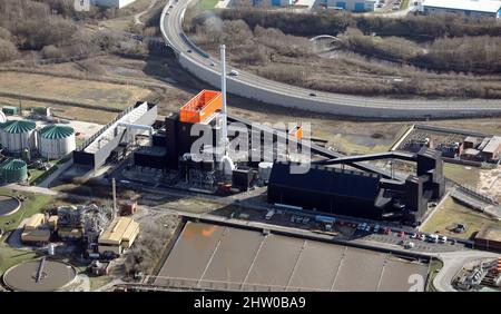 Luftaufnahme des Blackburn Meadows Power Station, zwischen Sheffield & Rotherham, South Yorkshire Stockfoto