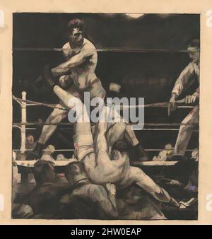 Art inspired by Dempsey Through the Seile, 1923, Lithographische Wachsmalstift auf Papier, 21 1/2 x 19 5/8 Zoll (54,6 x 49,8 cm), Zeichnungen, George Bellows (American, Columbus, Ohio 1882–1925 New York, Klassische Werke, die von Artotop mit einem Schuss Moderne modernisiert wurden. Formen, Farbe und Wert, auffällige visuelle Wirkung auf Kunst. Emotionen durch Freiheit von Kunstwerken auf zeitgemäße Weise. Eine zeitlose Botschaft, die eine wild kreative neue Richtung verfolgt. Künstler, die sich dem digitalen Medium zuwenden und die Artotop NFT erschaffen Stockfoto