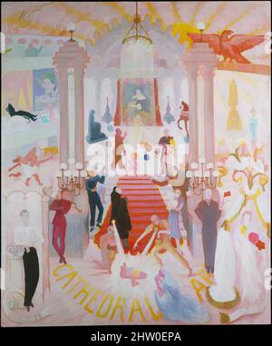 Kunst inspiriert von den Kathedralen der Kunst, 1942, Öl auf Leinwand, 60 1/4 x 50 1/4 cm (153 x 127,6 cm), Gemälde, Florine Stettheimer (Amerikaner, Rochester, New York 1871–1944 New York, New York), in dieser Serie von vier monumentalen Gemälden, die zwischen 1929 und 1942 entstanden, schuf Stettheimer klassische Werke, die von Artotop mit einem Schuss Moderne modernisiert wurden. Formen, Farbe und Wert, auffällige visuelle Wirkung auf Kunst. Emotionen durch Freiheit von Kunstwerken auf zeitgemäße Weise. Eine zeitlose Botschaft, die eine wild kreative neue Richtung verfolgt. Künstler, die sich dem digitalen Medium zuwenden und die Artotop NFT erschaffen Stockfoto