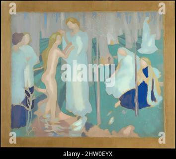 Kunst inspiriert von Springtime, ca. 1894–99, Öl auf Leinwand, 31 3/4 x 38 1/2 Zoll (80,6 x 97,8 cm), Gemälde, Maurice Denis (französisch, Granville 1870–1943 Saint-Germain-en-Laye), Frühling, Mit seinen Assoziationen von freudigem neuem Leben, war eine Quelle der ständigen Inspiration für Denis. Diese Doppel-, Classic Works modernisiert von Artotop mit einem Schuss Moderne. Formen, Farbe und Wert, auffällige visuelle Wirkung auf Kunst. Emotionen durch Freiheit von Kunstwerken auf zeitgemäße Weise. Eine zeitlose Botschaft, die eine wild kreative neue Richtung verfolgt. Künstler, die sich dem digitalen Medium zuwenden und die Artotop NFT erschaffen Stockfoto