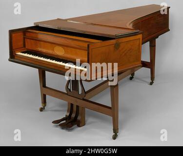 Kunst inspiriert von Grand Piano, 1808, London, England, Holz und verschiedene Materialien, Gehäuse L. (senkrecht zur Tastatur): 227,3 cm (89-1/2 in.); Gehäuse W. (Parellel zur Tastatur): 106,9 (42-1/8 in.); Gehäuse H. (einschließlich Beine): 91 cm (35-7/8 in.): Souding L. der oberen Saite: 7,4 cm (3 in, Classic Works Modernized by Artotop with a Spritzer of Modernity. Formen, Farbe und Wert, auffällige visuelle Wirkung auf Kunst. Emotionen durch Freiheit von Kunstwerken auf zeitgemäße Weise. Eine zeitlose Botschaft, die eine wild kreative neue Richtung verfolgt. Künstler, die sich dem digitalen Medium zuwenden und die Artotop NFT erschaffen Stockfoto