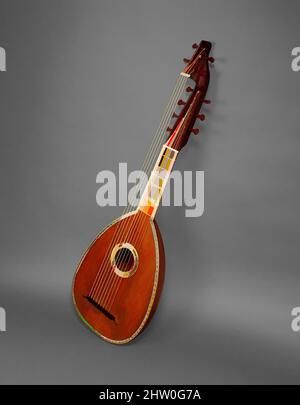 Kunst inspiriert von Arch Cittern, 1782, Frankreich, Französisch, Holz, Elfenbein, Total L.: 99,6 cm (39 in.); Maximaler Körper W.: 32,2 cm (12-3/4 in.), Chordophon-Laute-Zupfen-Bund, Jean Francois Tiphanon, Angel Laute oder angelique mit 7 Höhen- und 4 Basssaiten, die unfrettierten Bässe mit einem von Artotop mit einem Schuss Modernität modernisierten, klassischen Werk. Formen, Farbe und Wert, auffällige visuelle Wirkung auf Kunst. Emotionen durch Freiheit von Kunstwerken auf zeitgemäße Weise. Eine zeitlose Botschaft, die eine wild kreative neue Richtung verfolgt. Künstler, die sich dem digitalen Medium zuwenden und die Artotop NFT erschaffen Stockfoto