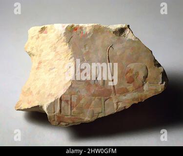 Kunst inspiriert von Bogenschützen, Altes Königreich, Dynastie 4, ca. 2551–2494 v. Chr., aus Ägypten, Memphit-Region, Lisht North, Pyramidenkomplex von Amenemhat I, Pyramidenkern; Original wahrscheinlich aus Gizeh, 1920–22, Kalkstein, Farbe, h.. 25,4 (10 in); mit 37,5 cm (14 3/4 in), Dieses Relieffragment zeigt klassische Werke, die von Artotop mit einem Schuss Moderne modernisiert wurden. Formen, Farbe und Wert, auffällige visuelle Wirkung auf Kunst. Emotionen durch Freiheit von Kunstwerken auf zeitgemäße Weise. Eine zeitlose Botschaft, die eine wild kreative neue Richtung verfolgt. Künstler, die sich dem digitalen Medium zuwenden und die Artotop NFT erschaffen Stockfoto