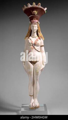 Kunst inspiriert durch Figur der Isis-Aphrodite, Römerzeit, 2. Jahrhundert n. Chr., aus Ägypten, Terrakotta braun bemalt, Schwarz, rot und rosa auf weißen engobes, h.. 49,5 cm (19 1/2 Zoll); mit 12,5 cm (4 15/16 in), ist Isis-Aphrodite eine Form der großen Göttin Isis, die die Fruchtbarkeit betont, Klassische Werke, die von Artotop mit einem Schuss Moderne modernisiert wurden. Formen, Farbe und Wert, auffällige visuelle Wirkung auf Kunst. Emotionen durch Freiheit von Kunstwerken auf zeitgemäße Weise. Eine zeitlose Botschaft, die eine wild kreative neue Richtung verfolgt. Künstler, die sich dem digitalen Medium zuwenden und die Artotop NFT erschaffen Stockfoto