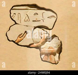 Kunst inspiriert von Figur eines Lektor-Priesters, Reich der Mitte, Dynastie 11, ca. 2051–2000 v. Chr., aus Ägypten, Oberägypten, Theben, Deir el-Bahri, Tomb of Khety (TT 311,), 1922–23/1926–27, Kalkstein, Farbe, H. 15,5 x B. 14 cm (6 1/8 x 5 1/2 Zoll ), sichtbar hier ist der Kopf und Oberkörper eines ', Classic Works modernisiert von Artotop mit einem Spritzer der Moderne. Formen, Farbe und Wert, auffällige visuelle Wirkung auf Kunst. Emotionen durch Freiheit von Kunstwerken auf zeitgemäße Weise. Eine zeitlose Botschaft, die eine wild kreative neue Richtung verfolgt. Künstler, die sich dem digitalen Medium zuwenden und die Artotop NFT erschaffen Stockfoto