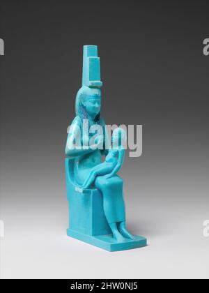 Kunst inspiriert von der Statuette von Isis und Horus, ptolemäische Periode, 332–30 v. Chr., aus Ägypten, Faience, H. 17 cm (6 11/16 in); W. 5,1 cm (2 in.); D. 7,7 cm (3 1/16 in.), für die alten Ägypter war das Bild der Göttin Isis, die ihren Sohn Horus gesäckt hat, ein mächtiges Symbol der Wiedergeburt, das Classic Works, das von Artotop mit einem Schuss Moderne modernisiert wurde. Formen, Farbe und Wert, auffällige visuelle Wirkung auf Kunst. Emotionen durch Freiheit von Kunstwerken auf zeitgemäße Weise. Eine zeitlose Botschaft, die eine wild kreative neue Richtung verfolgt. Künstler, die sich dem digitalen Medium zuwenden und die Artotop NFT erschaffen Stockfoto