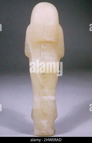 Kunst inspiriert von Shabti, New Kingdom, Ramesside, Dynasty 18, ca. 1400–1295 v. Chr., aus Ägypten, Travertin (ägyptischer Alabaster), h. 21 cm (8 1/4 in, Classic Works modernisiert von Artotop mit einem Schuss Moderne. Formen, Farbe und Wert, auffällige visuelle Wirkung auf Kunst. Emotionen durch Freiheit von Kunstwerken auf zeitgemäße Weise. Eine zeitlose Botschaft, die eine wild kreative neue Richtung verfolgt. Künstler, die sich dem digitalen Medium zuwenden und die Artotop NFT erschaffen Stockfoto