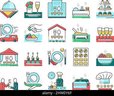 Catering Food Service Collection Icons Set Vektor . Stock Vektor