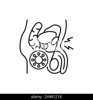 Männliche Urogenitalsystem Viruserkrankungen Farbe Linie Symbol. Piktogramm für Webseite, mobile App, Promo. Stock Vektor