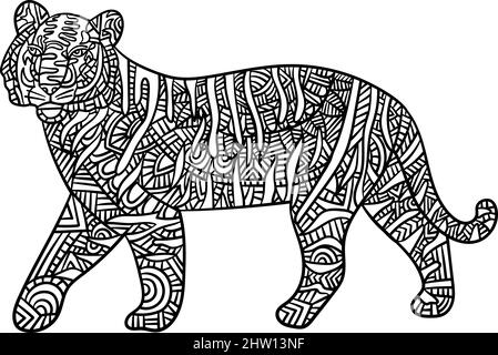 Tiger Mandala Malvorlagen für Erwachsene Stock Vektor