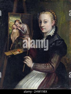 Sofonisba Anguissola zugeschrieben (um 1532-1625), Selbstporträt (an der Staffelei), Gemälde in Öl auf Leinwand, vor 1625 Stockfoto