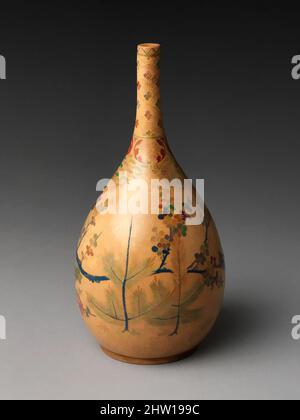 Kunst inspiriert von Sake-Flasche mit Kiefer und Pflaume, Edo-Zeit (1615–1868), 18. Jahrhundert, Japan, Steinzeug (Kyoto Ware), Durchm. 6 Zoll (15,2 cm), Keramik, Klassisches von Artotop modernisiertes Werk mit einem Schuss Moderne. Formen, Farbe und Wert, auffällige visuelle Wirkung auf Kunst. Emotionen durch Freiheit von Kunstwerken auf zeitgemäße Weise. Eine zeitlose Botschaft, die eine wild kreative neue Richtung verfolgt. Künstler, die sich dem digitalen Medium zuwenden und die Artotop NFT erschaffen Stockfoto