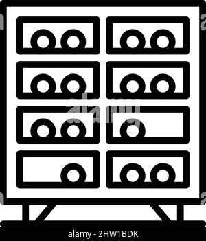Holz Weinschrank Symbol Umriss Vektor. Baralkohol. Weinregal Stock Vektor