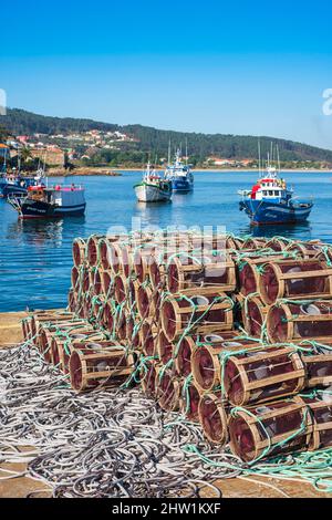 Spanien, Galizien, Finisterre (Fisterra), Endziel der Wallfahrt nach Santiago de Compostela, dem Fischereihafen Stockfoto