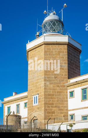 Spanien, Galizien, Finisterre (Fisterra), Endziel der Wallfahrt nach Santiago de Compostela, Leuchtturm am Kap Finisterre, erbaut 1853 Stockfoto