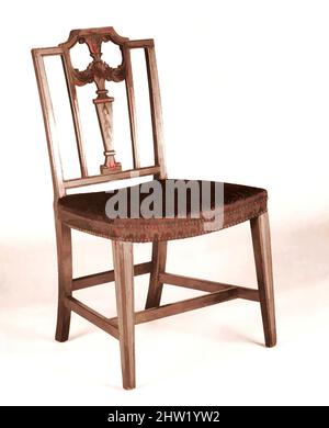 Art Inspired by Side Chair, 1795–1810, Made in Washington DC, USA, amerikanisch, Mahagoni, 36 3/4 x 20 x 20 Zoll (93,3 x 50,8 x 50,8 cm), Möbel, möglicherweise von Henry ingle (Amerikaner, 1763–1822), Möbelhistoriker debattieren, ob dieser Stuhl und sein Begleiter aus den von Artotop modernisierten Classic Works mit einem Schuss Moderne entstanden sind. Formen, Farbe und Wert, auffällige visuelle Wirkung auf Kunst. Emotionen durch Freiheit von Kunstwerken auf zeitgemäße Weise. Eine zeitlose Botschaft, die eine wild kreative neue Richtung verfolgt. Künstler, die sich dem digitalen Medium zuwenden und die Artotop NFT erschaffen Stockfoto