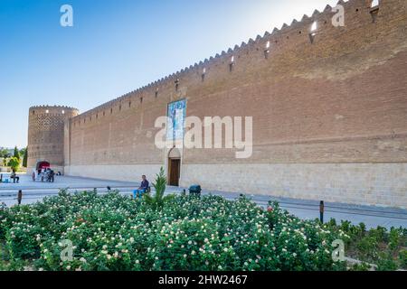 Die Arg of Karim Khan, oder Karim Khan Zitadelle, ist eine Zitadelle in der Innenstadt von Shiraz und ist eine beliebte Touristenattraktion im Iran. Stockfoto