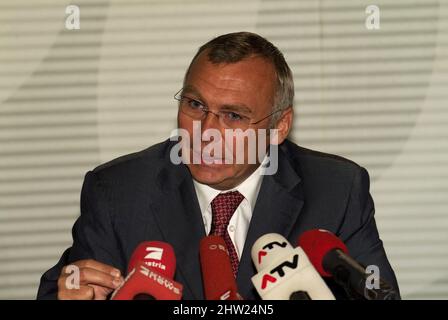 Wien, Österreich. 16. Oktober 2007. Pressekonferenz mit Alfred Gusenbauer (SPÖ). Bundeskanzlerin von Januar 2007 bis Dezember 2008 Stockfoto