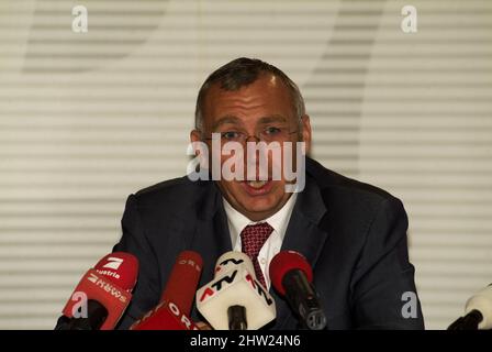 Wien, Österreich. 16. Oktober 2007. Pressekonferenz mit Alfred Gusenbauer (SPÖ). Bundeskanzlerin von Januar 2007 bis Dezember 2008 Stockfoto